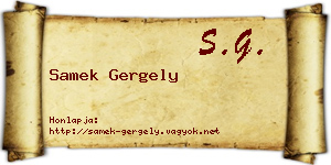 Samek Gergely névjegykártya